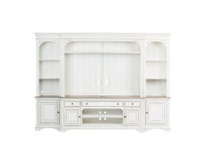 Magnolia Manor Entertainment Center with Piers in Antique White Finish