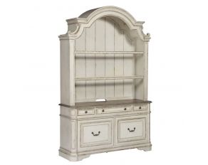 Magnolia Manor Credenza with Hutch in Antique White