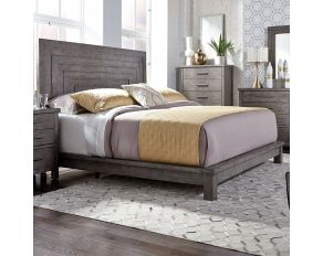 Modern Farmhouse King Platform Bed in Dusty Charcoal Finish