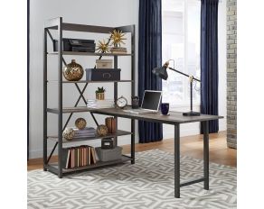 Tanners Creek Bookcase with Desk in Greystone