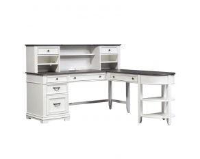 Allyson Park L Shaped Desk Set in Wirebrushed White Finish