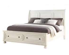 Stella Queen Sleigh Storage Bed in White Finish