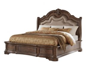 Tulsa Queen Upholstered Bed in Antique Brass