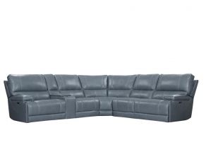 Whitman 6 Piece Power Reclining Sectional with Power Headrests and Entertainment Console in Verona Azure