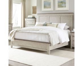 Ivy Hollow King Panel Bed in Weathered Linen Finish with Dusty Taupe Tops