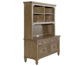 Americana Farmhouse Credenza and Hutch in Wirebrushed Dusty Taupe Finish