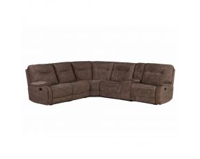 Cooper 6 Piece Modular Manual Reclining Sectional with Entertainment Console in Shadow Brown