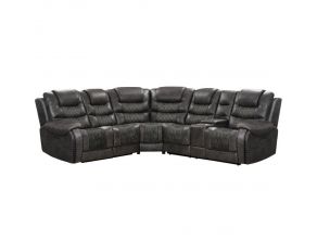 Outlaw 6 Piece Modular Power Sectional with Drop Down Table and Power Headrests and Entertainment Console in Stallion