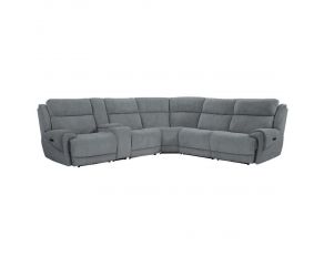 Spencer 6 Piece Modular Power Reclining Sectional with Power Headrests and Entertainment Console in Tide Graphite