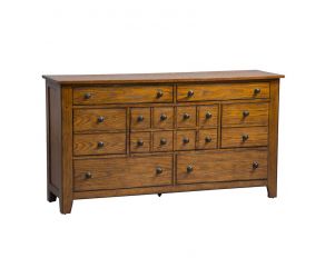 Liberty Furniture Grandpas Cabin 7 Drawer Dresser in Aged Oak