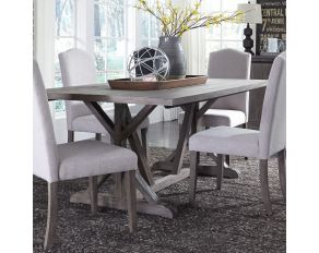 Liberty Furniture Carolina Lakes Trestle Table in Weathered Grey