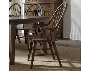 Liberty Furniture Hearthstone Windsor Back Arm Chair in Rustic Oak