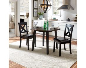 Thornton II 3 Piece Drop Leaf Table Set in Black