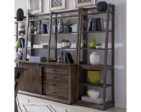 Liberty Furniture Stone Brook Leaning Bookcase in Rustic Saddle