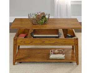 Lake House Lift Top Cocktail Table in Oak Finish