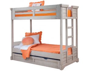 Stonebrook Twin Over Twin Bunkbed with Trundle in Light Distressed Antique Gray