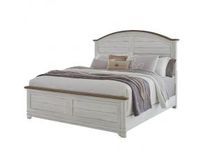 Meadowbrook Queen Arched Panel Bed in Whitewash with Sand Tops