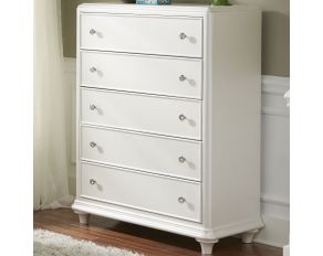 Liberty Furniture Stardust Youth 5 Drawer Chest in Iridescent White