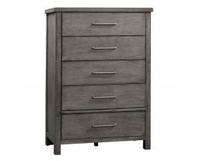 Modern Farmhouse 5 Drawer Chest in Dusty Charcoal Finish