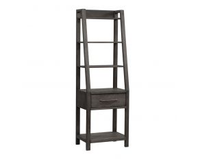 Modern Farmhouse Leaning Bookcase in Dusty Charcoal Finish