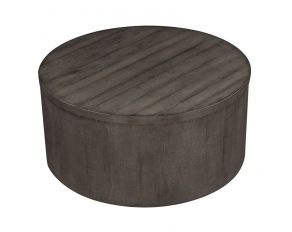 Modern Farmhouse Drum Cocktail Table in Dusty Charcoal Finish