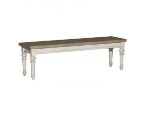 Heartland Bench in Antique White Finish with Tobacco Tops