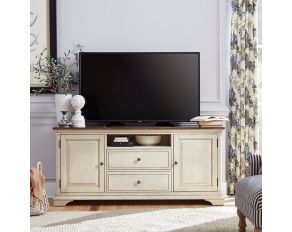 Morgan Creek 66 Inch TV Console in Antique White Finish