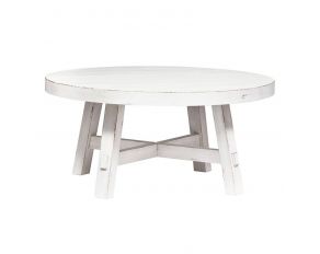 Modern Farmhouse Splay Leg Round Cocktail Table in Flea Market White Finish