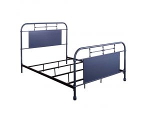 Vintage Series Queen Metal Bed in Distressed Metal Navy