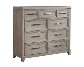 Belmar 9 Drawer Bureau Dresser in Washed Taupe and Silver Champagne Finish