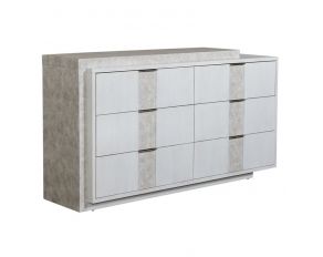 Mirage 6 Drawer Dresser in Wirebrushed White Finish