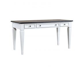 Allyson Park Writing Office Desk in Wirebrushed White Finish with Charcoal Tops