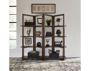 Lennox Open Bookcase in Weathered Chestnut Finish