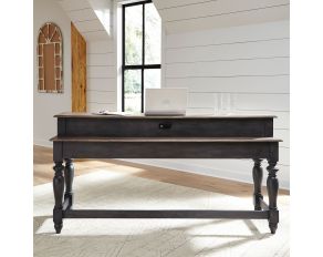 Ocean Isle Console Bar Table in Slate Finish with Weathered Pine