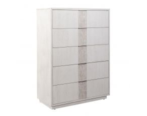 Mirage 5 Drawer Chest in Wirebrushed White Finish