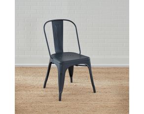 Vintage Series Bow Back Side Chair in Distressed Metal Navy