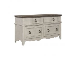 Chesapeake Credenza in Wirebrushed Antique White Finish