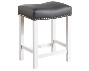 Zermatt 24 Inch Backless Counter Stool in Black Leatherette and Ivory