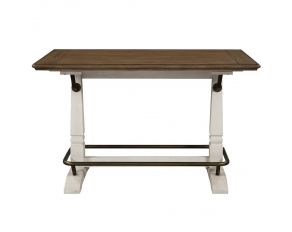 Pendleton 59.5 inch Gathering Table in Ivory and Honey Oak