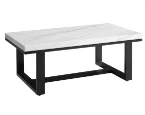 Lucca Marble Top Cocktail Table in White and Espresso