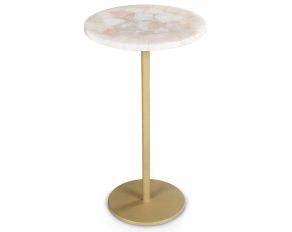 Rosie Rose Quartz Top Chairside End Table in Gold