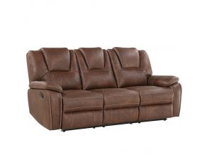 Katrine Manual Reclining Sofa in Chestnut Brown