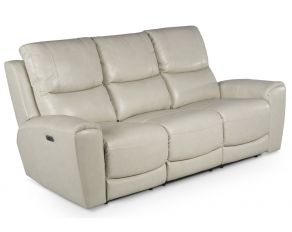 Laurel Dual Power Leather Reclining Sofa in Ivory