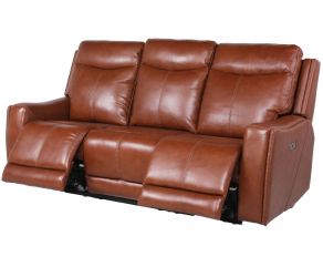 Natalia Leather Dual Power Reclining Sofa in Coach