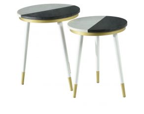 Taj Marble Top Nesting Tables in Black and White