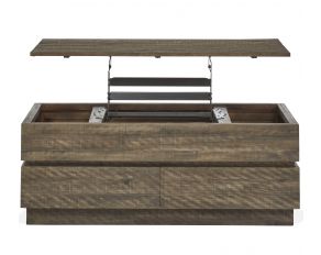 Baisden Lift Top Storage Cocktail Table With Casters In Tobacco