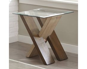 Steve Silver Tasha End Table in Deep Cherry and Natural