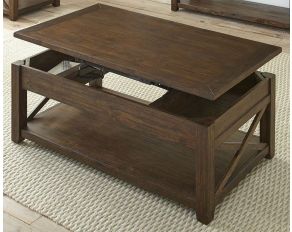 Steve Silver Lenka Lift Top Cocktail Table with Casters in Mocha Oak