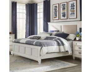 Allyson Park King Upholstered Bed in Wirebrushed White Finish