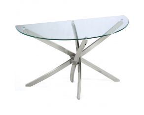 Magnussen Zila Demilune Sofa Table in Brushed Nickel